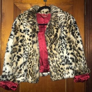 EXPRESS FAUX FUR LEOPARD JACKET